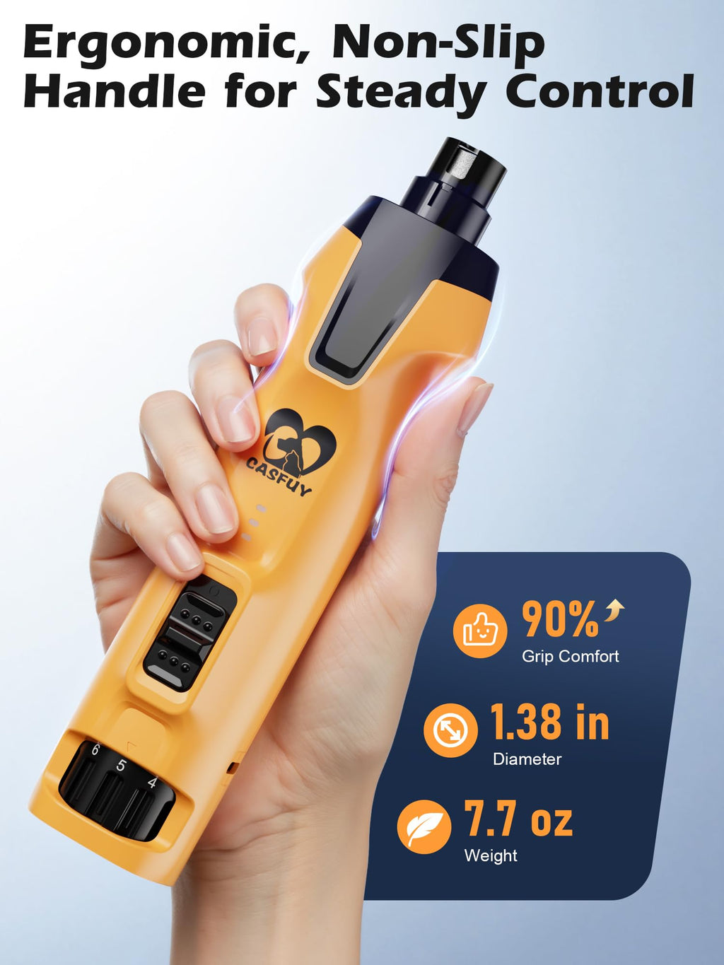 6-Speed Dog Nail Grinder with Dust Cap & 2 LED Lights & 2000mAh Battery T829