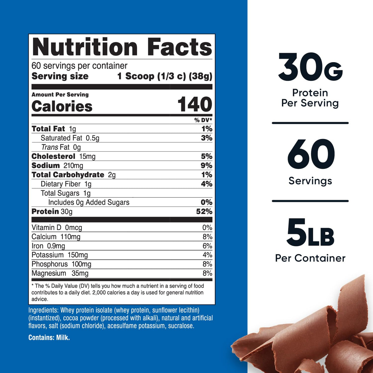 Whey Protein Isolate Powder Milk Chocolate 5LBS R612