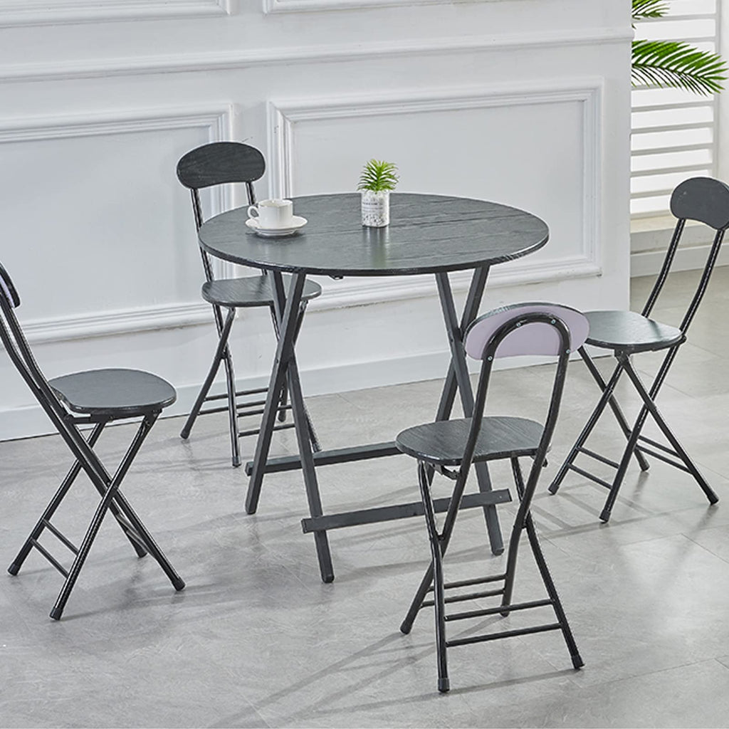 Black 18 Inch Folding Stool with Backrest and Footrest H4394