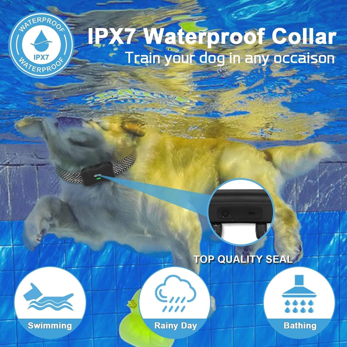 Wireless Dog Fence and Remote Training Collar, IPX7 Waterproof, Black N7827