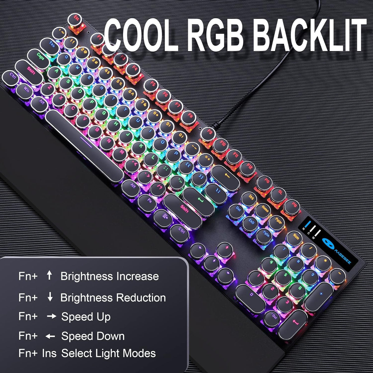 Black Retro Mechanical Gaming Keyboard with RGB Backlit V257818