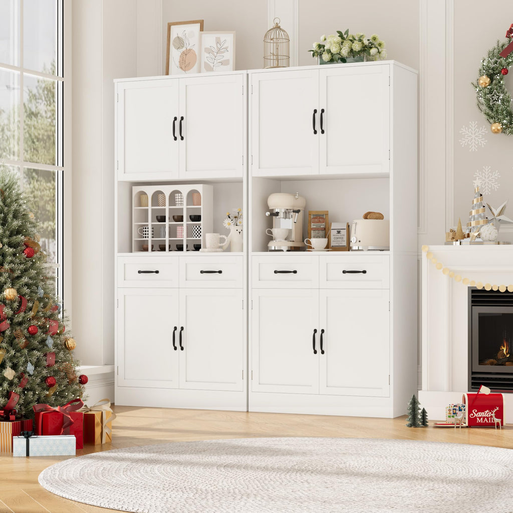 White Tall Wood Kitchen Pantry Storage Cabinet S924625