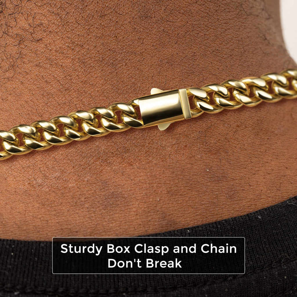 Gold Cuban Link Chain 316L Stainless Steel Necklace 20/22/24 Inches E64650