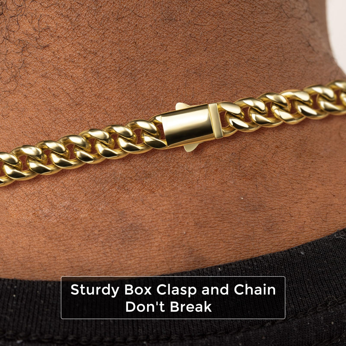 Gold Cuban Link Chain 316L Stainless Steel Necklace 20/22/24 Inches E64650