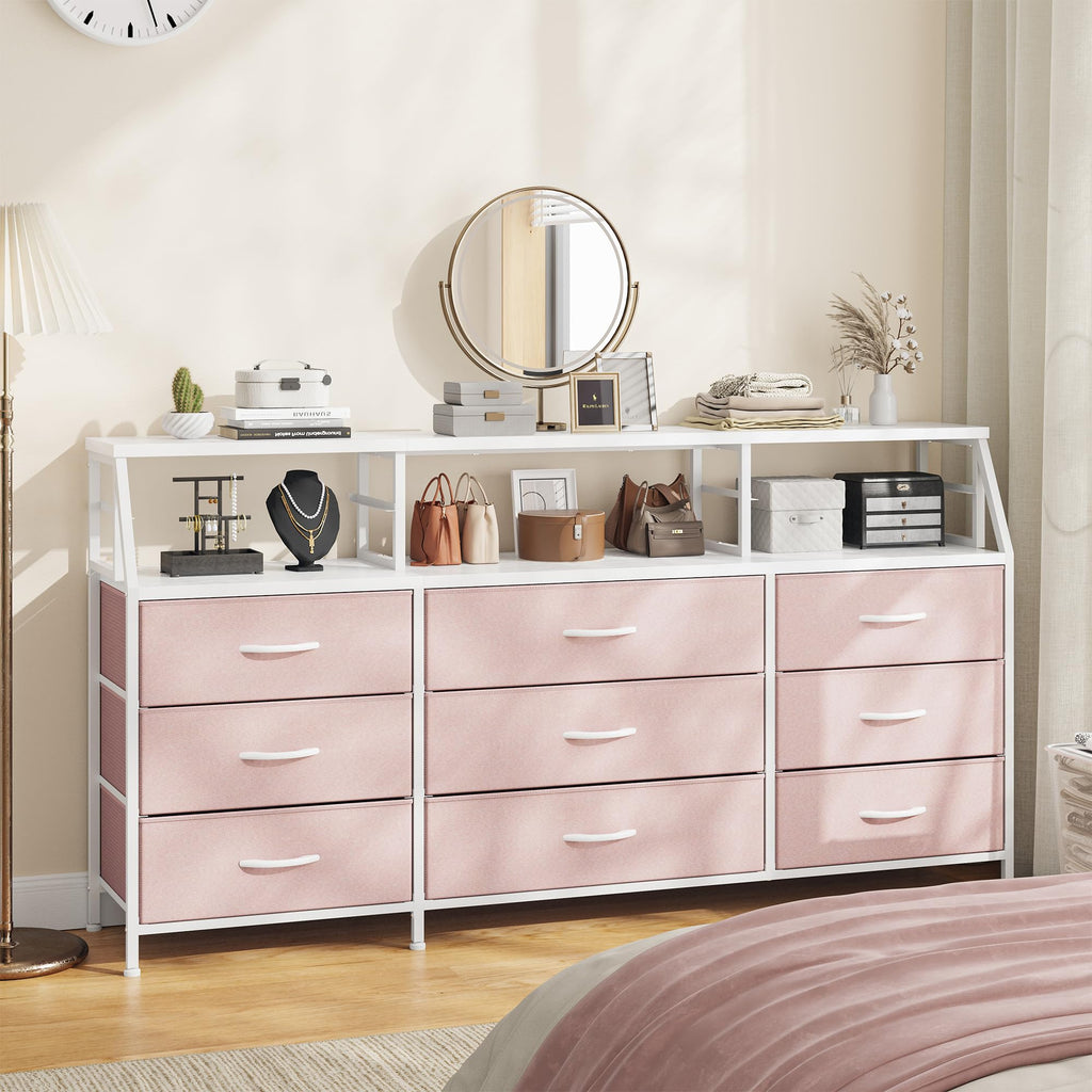 Pink 9 Fabric Drawer Dresser K308673