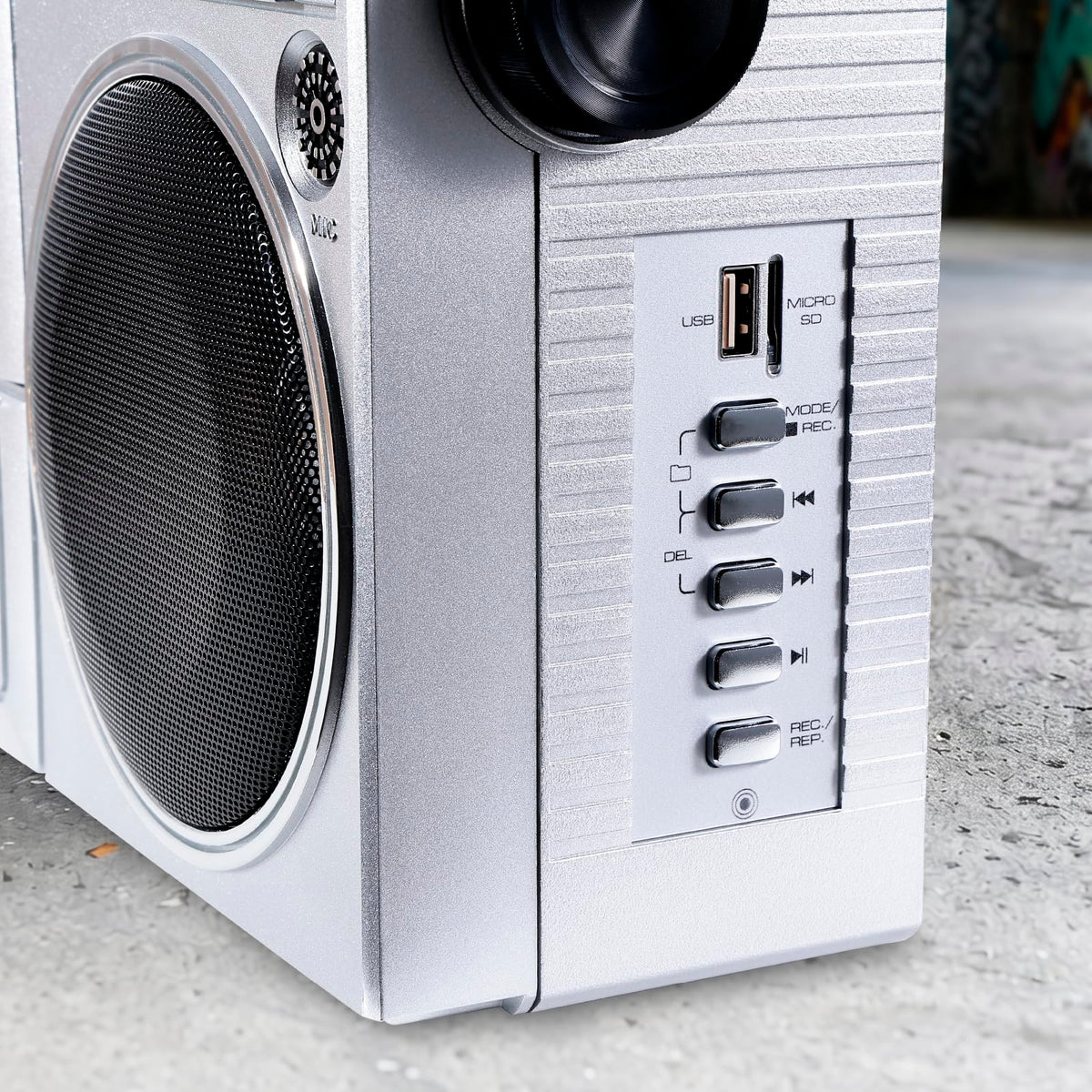 Portable Retro Boombox Bluetooth Speaker with Cassette Player F86798