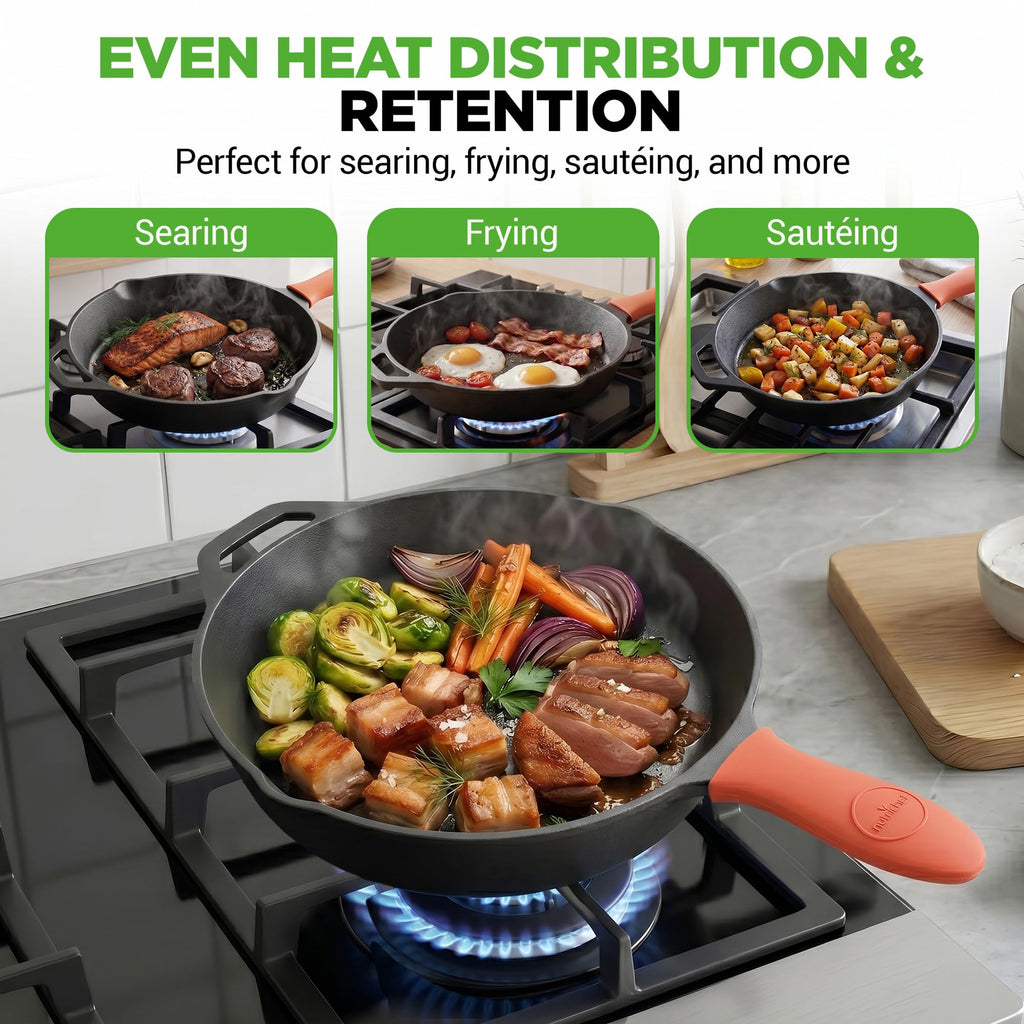 10" Pre-Seasoned Cast Iron Skillet with Glass Lid N266347