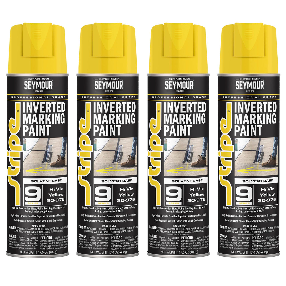 Hi Viz Yellow Inverted Ground Marking Paint 17oz Pack of 4 S932703