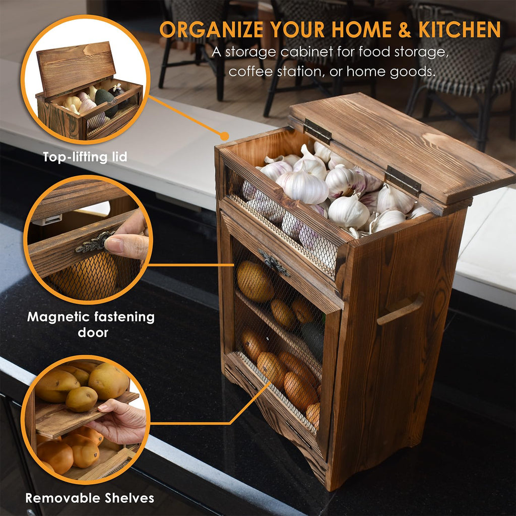 Wood Countertop Potato and Onion Storage Cabinet L765