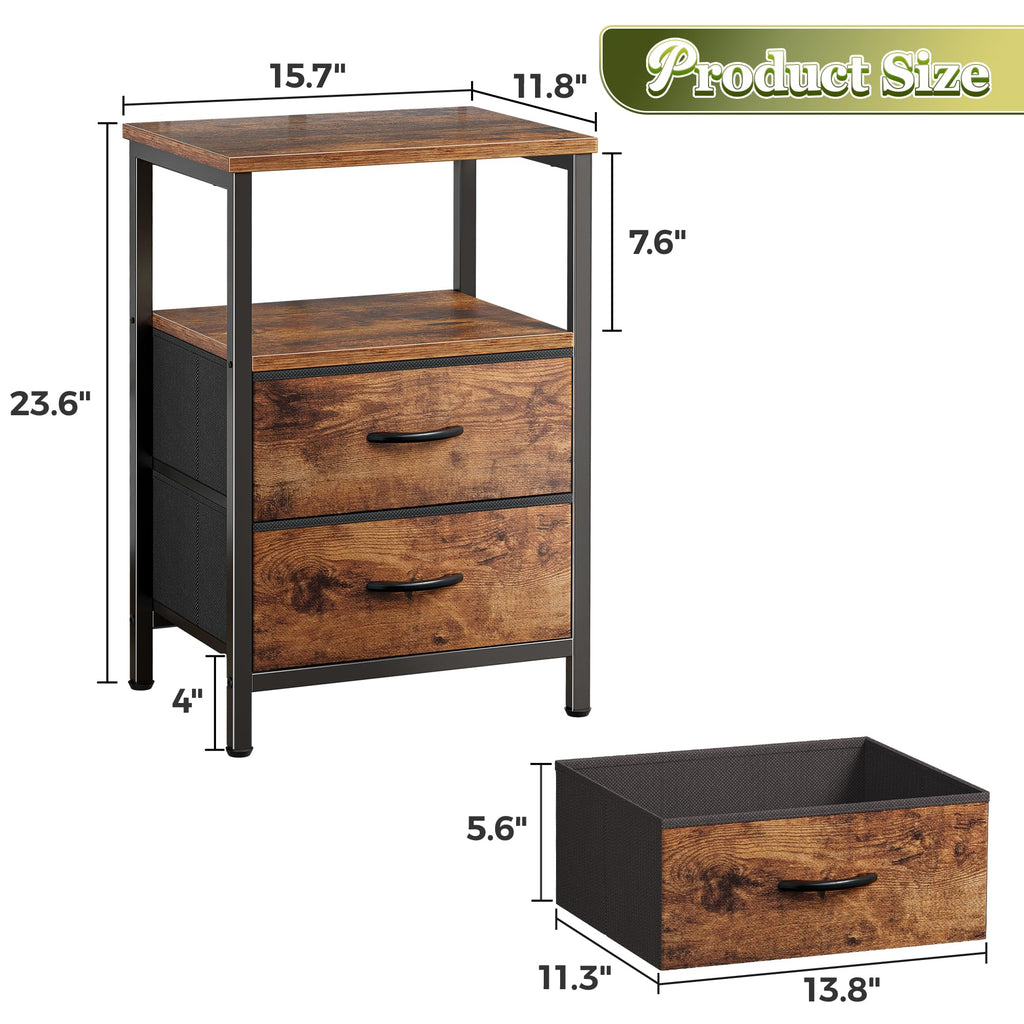 Night Stand Set of 2 with 2 Drawers I5347