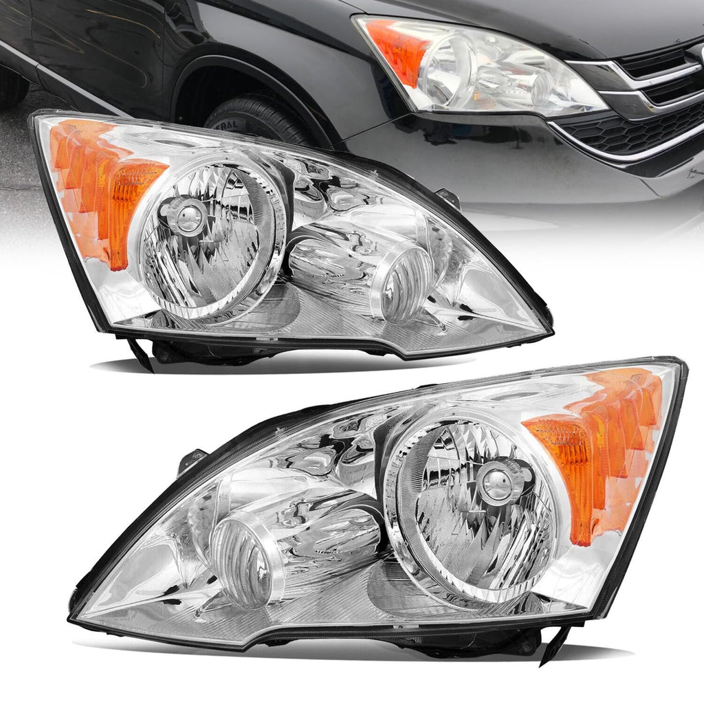 Halogen Headlight Assembly with Chrome Housing Amber Reflector I472