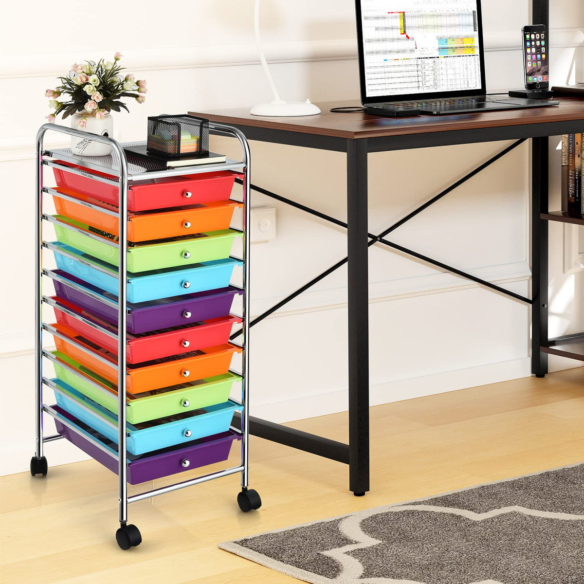 10 Drawer Rolling Storage Cart H61274