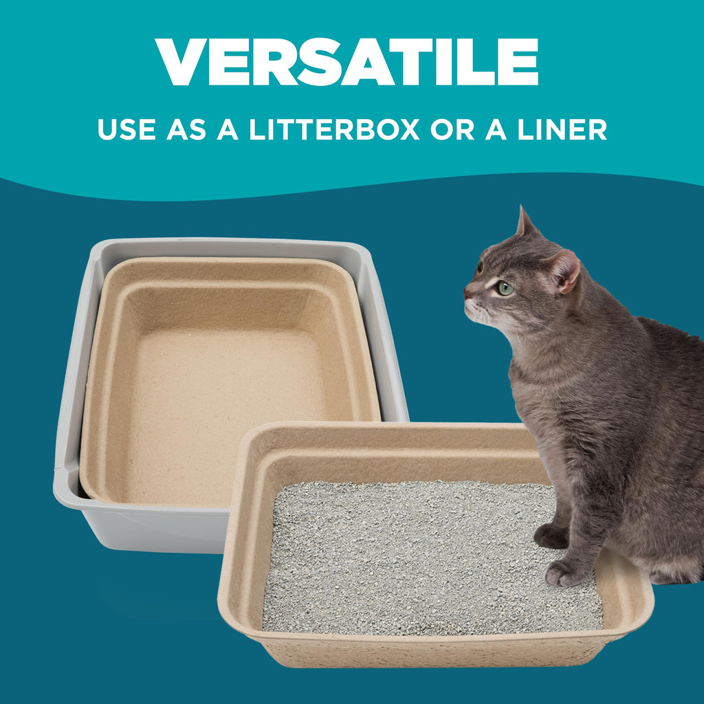 Disposable Cat Litter Box 5-Pack Large Biodegradable Recycled Pulp B65791
