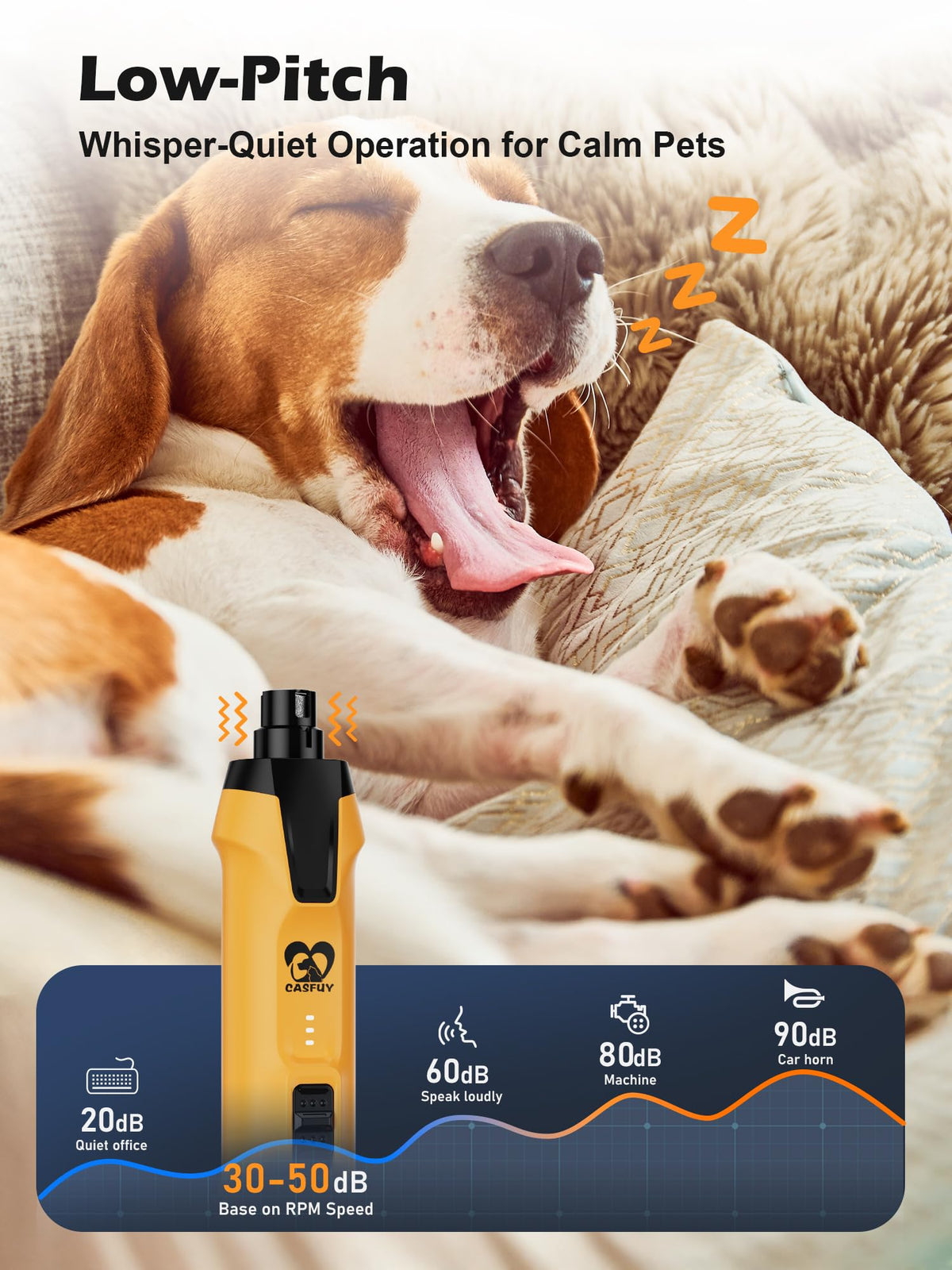 6-Speed Dog Nail Grinder with Dust Cap & 2 LED Lights & 2000mAh Battery T829
