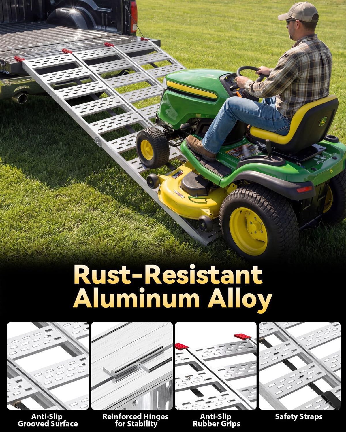 Tri-Fold Aluminum Loading Ramp, 1500 lbs Capacity, 76''L × 50''W H400