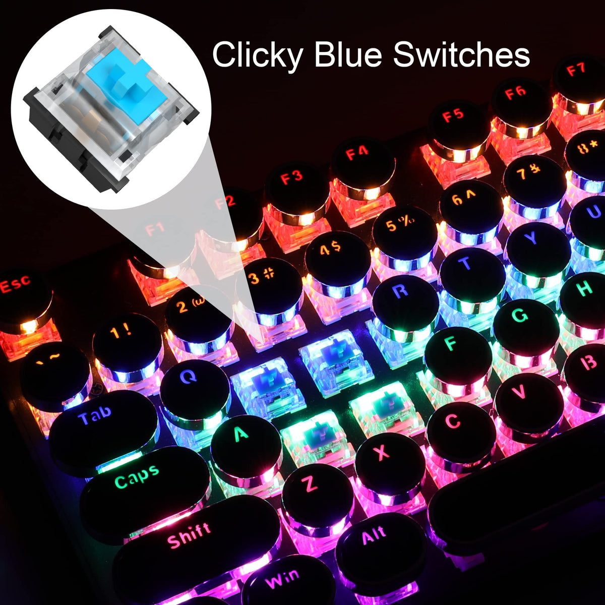 Black Retro Mechanical Gaming Keyboard with RGB Backlit V257818