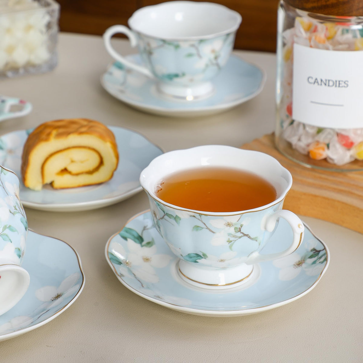 6oz Porcelain Tea Cup & Saucer Set of 6 L2069