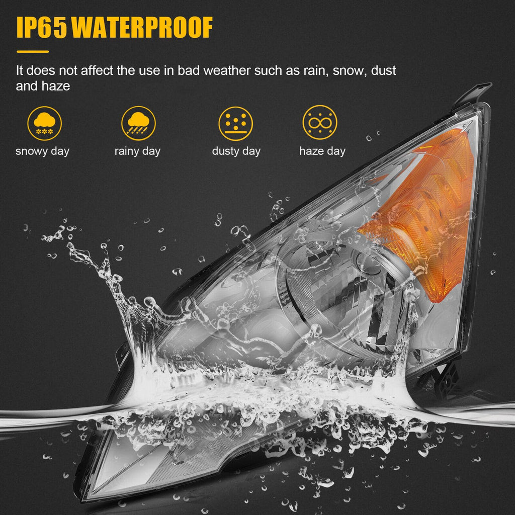 Halogen Headlight Assembly with Chrome Housing Amber Reflector I472