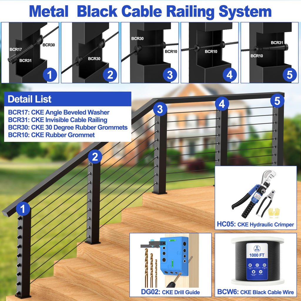 1000FT 1/8" Black T316 Stainless Steel Cable N20962