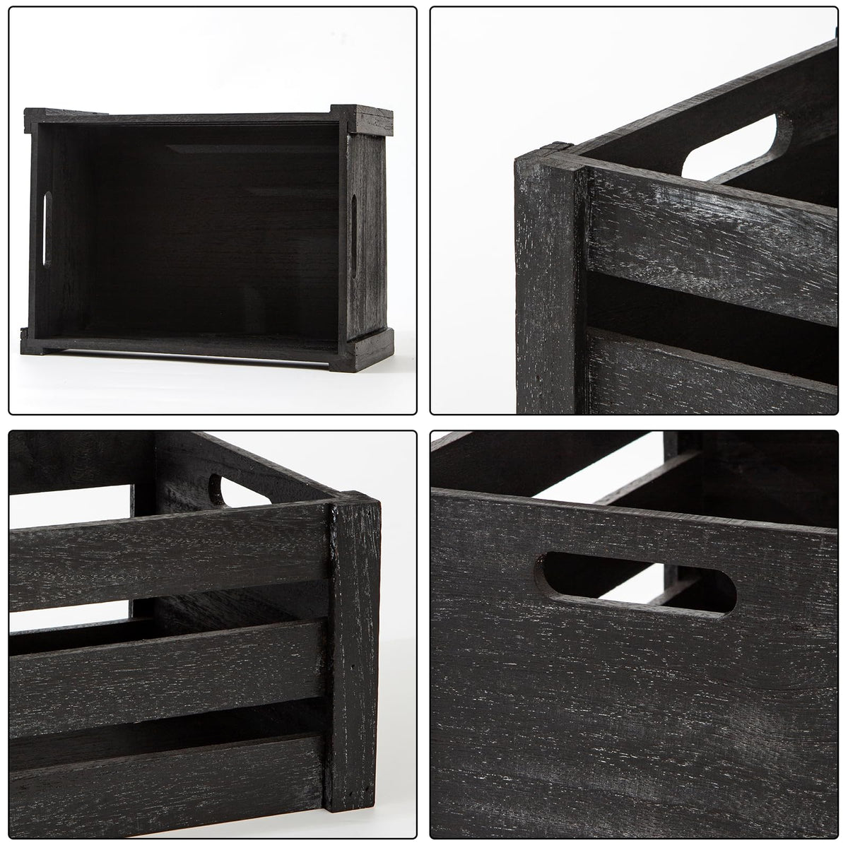Set of 3 Nesting Wooden Crates with Handles H499904