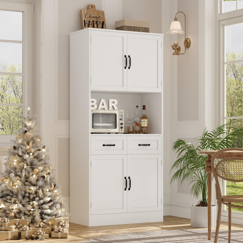 White Tall Wood Kitchen Pantry Storage Cabinet S924625