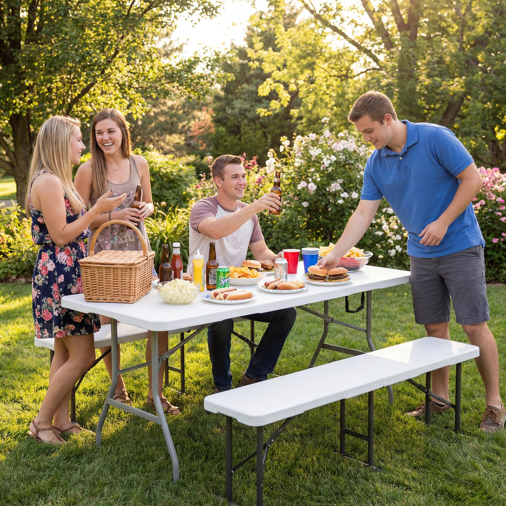 White 6ft Heavy Duty Folding Table Z843