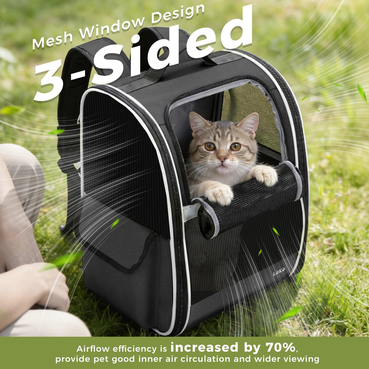 Dog Carrier Backpack for Small Medium Dogs Cats up to 18 lbs, Breathable Pet Backpack Carrier with 3 Entrances N634