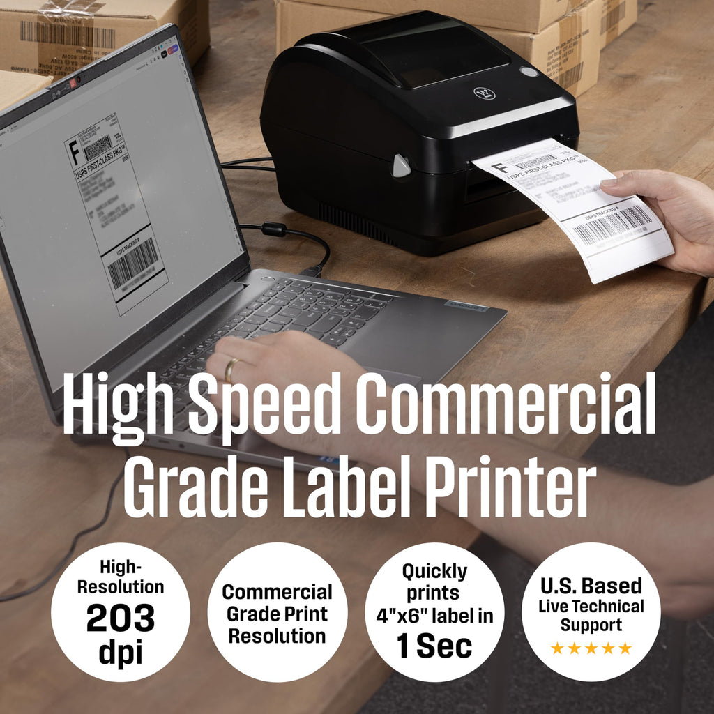 Thermal Shipping Label Printer USB 4x6 Commercial Grade Desktop Label Printer I48074