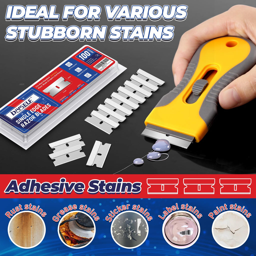 Single Edge Razor Blades, 100 Blades, High Carbon Steel K5825
