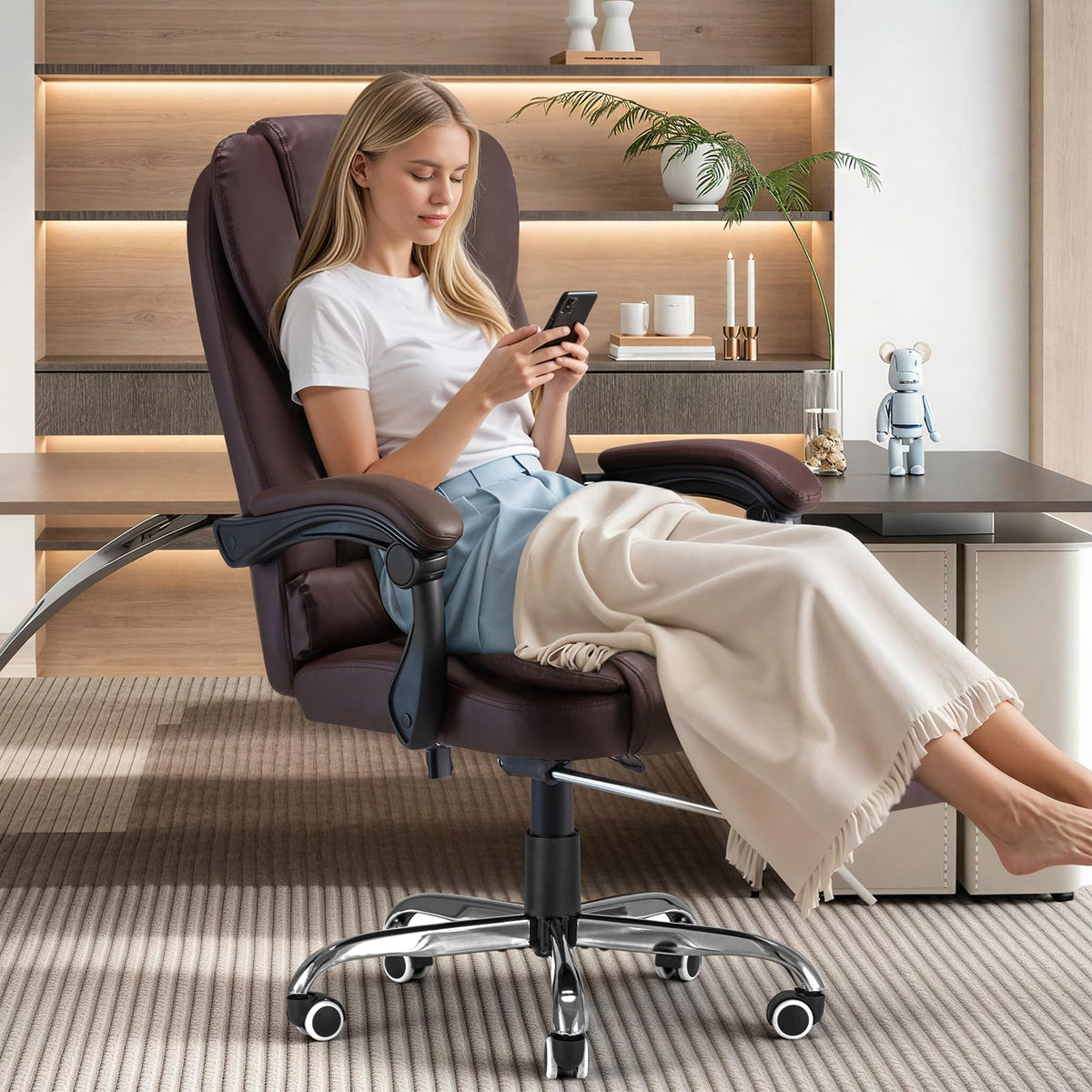 Massage Office Chair with Heat Function & Footrest T3110
