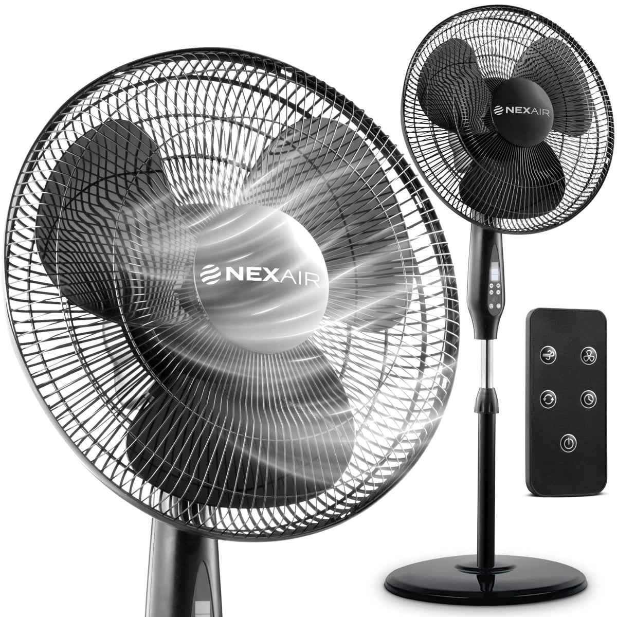 16 Inch Oscillating Pedestal Fan with Remote Control, 3 Speed, Adjustable Height R2753