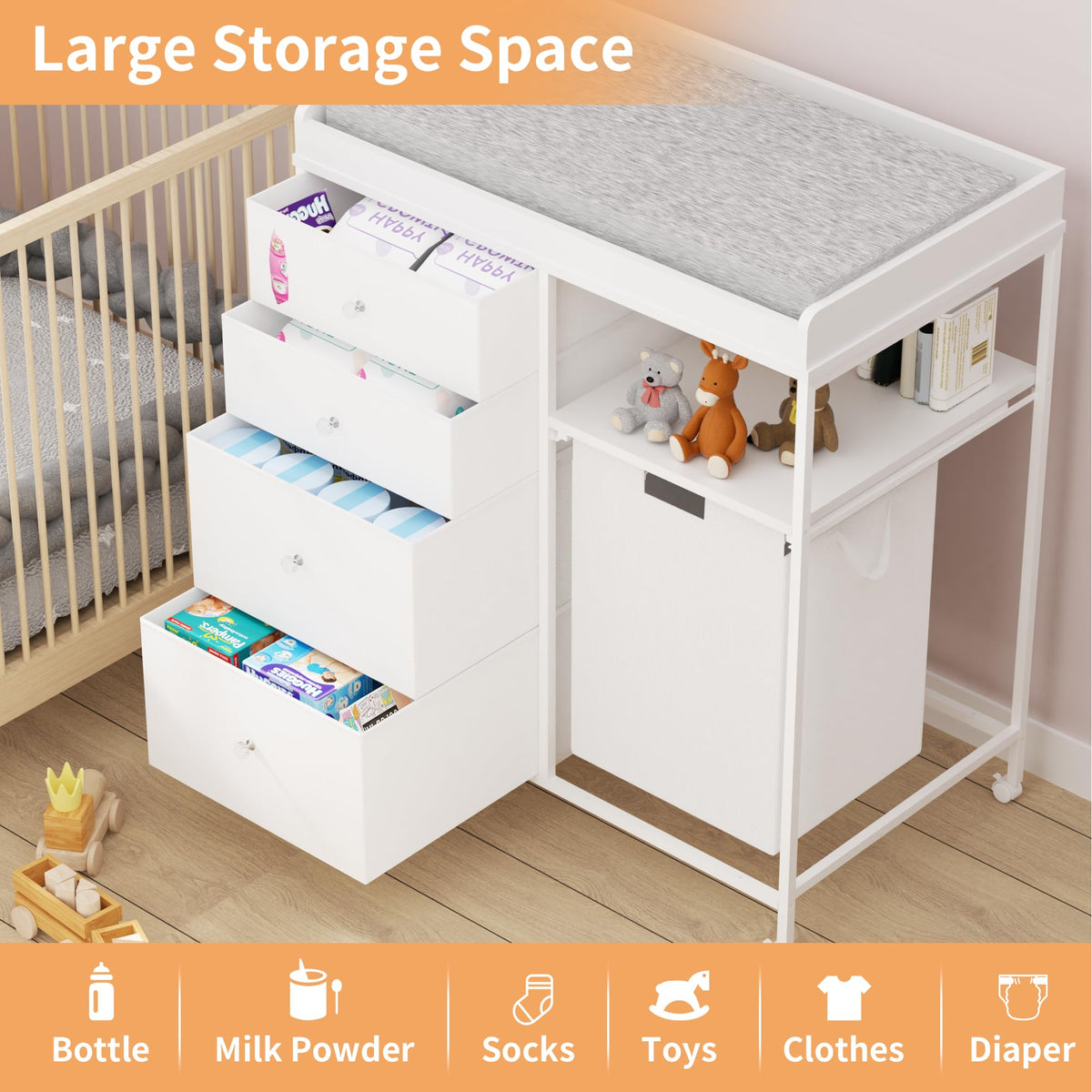 32.6" Baby Changing Station with 4 Wheels H42857