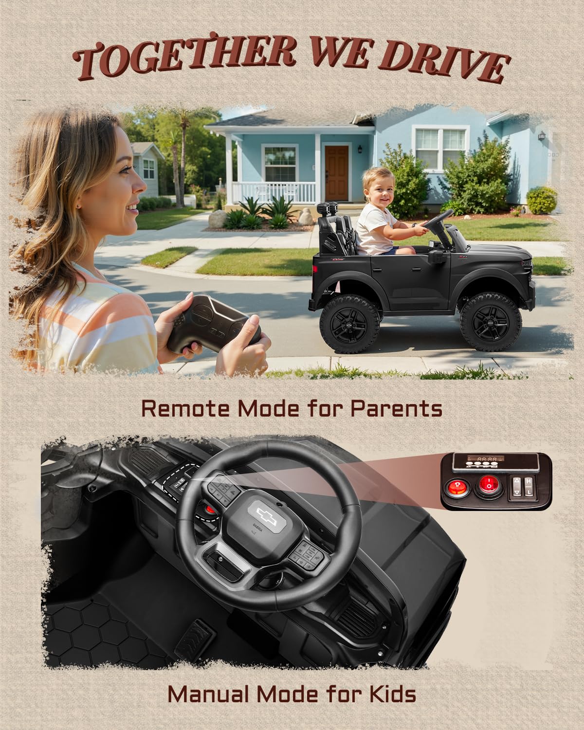 24V 2 Seater Electric Ride on Truck with Remote Control and Seat Belts (Black) Z799