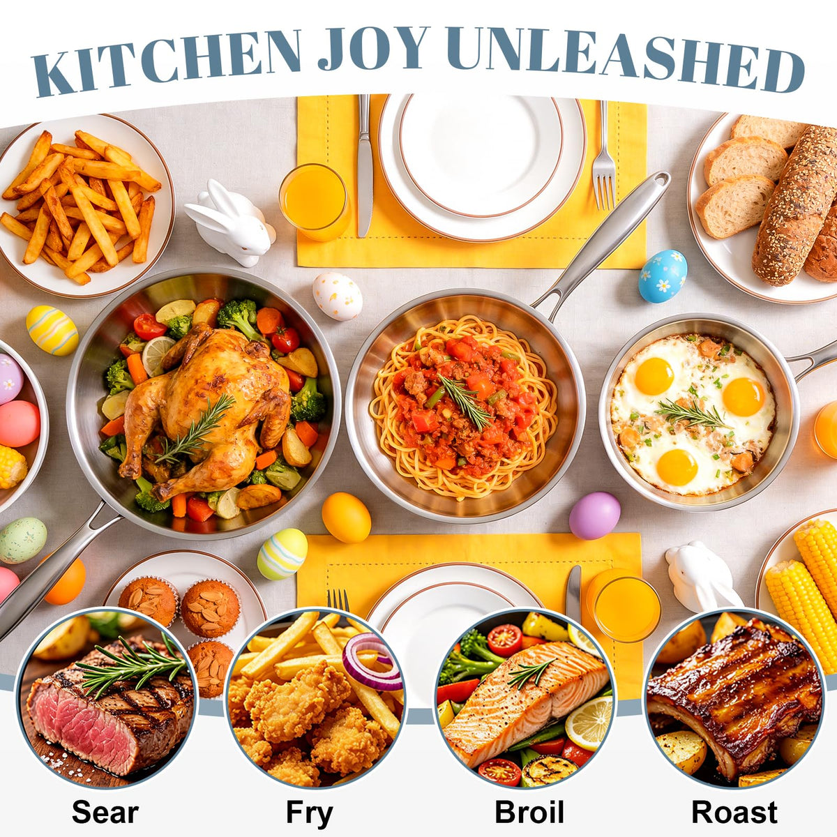 Tri-Ply Stainless Steel 7-Piece Frying Pan Set E69641