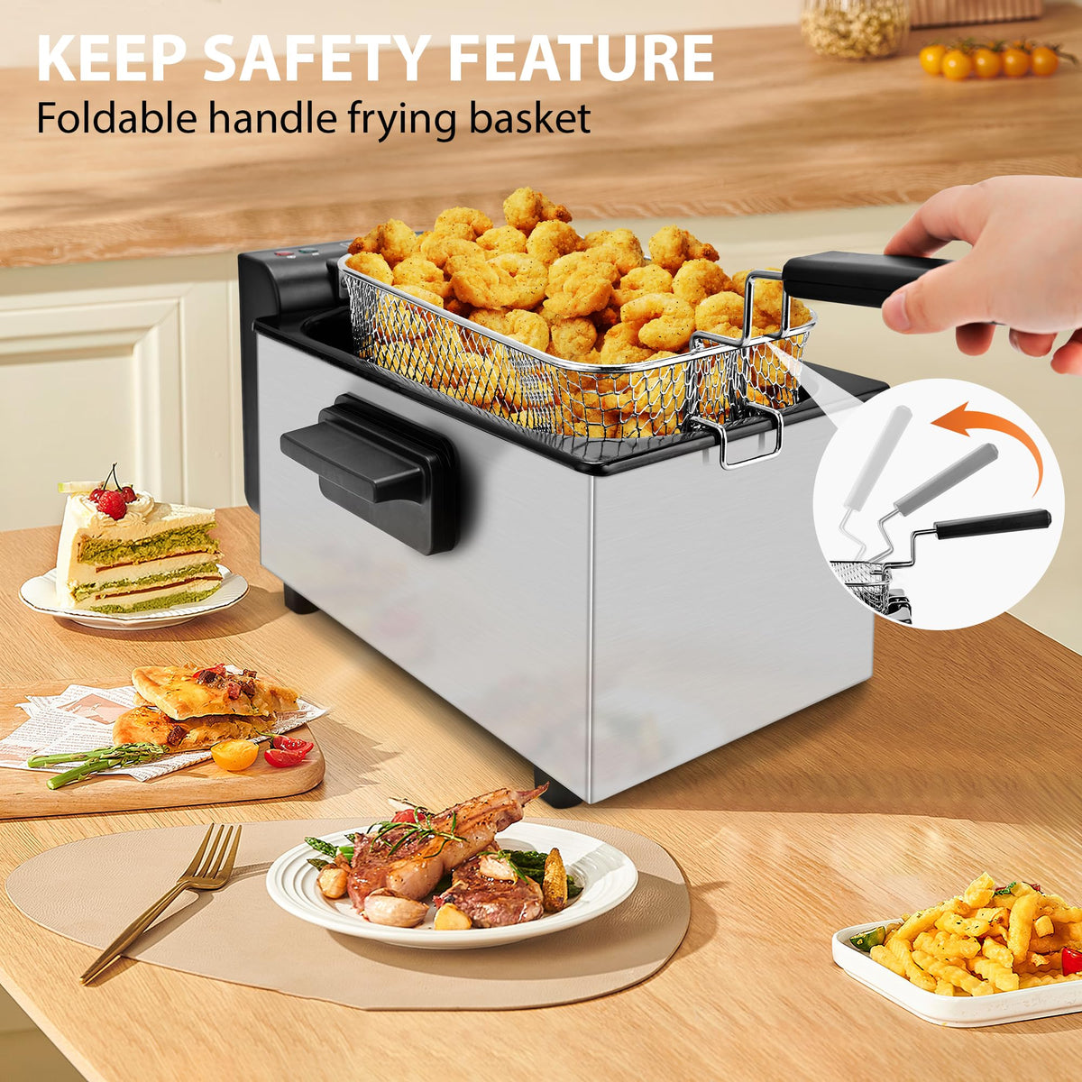 3L 1500W Deep Fryer with Adjustable Temperature P4803
