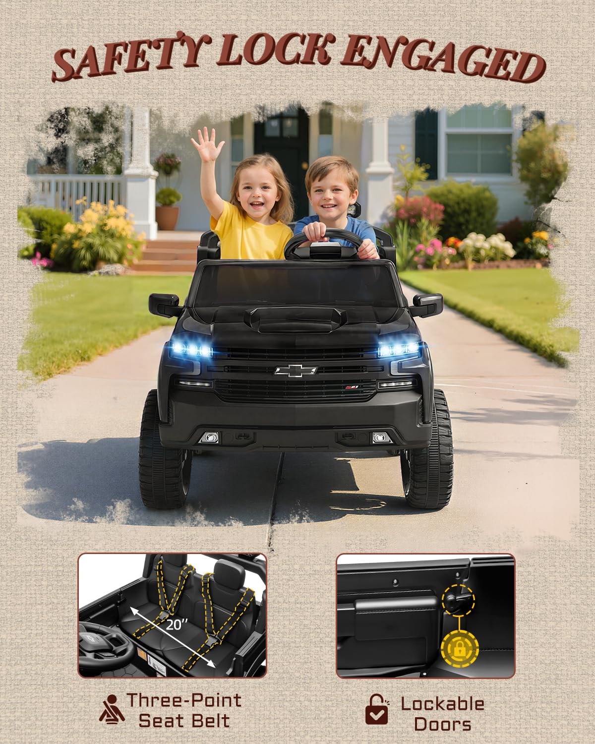 24V 2 Seater Electric Ride on Truck with Remote Control and Seat Belts (Black) Z799