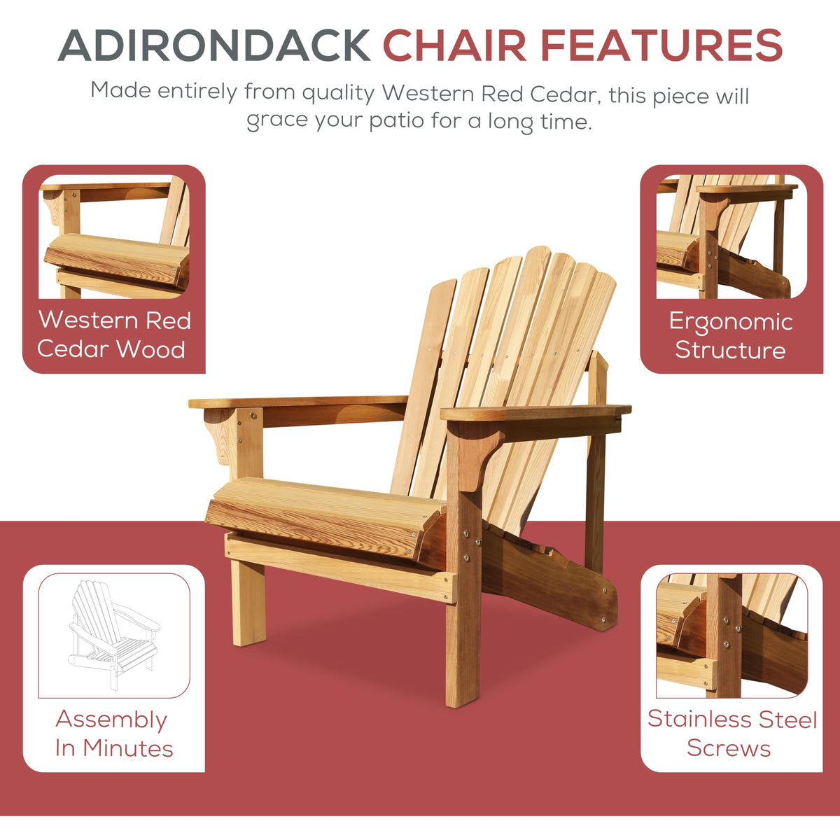 Adirondack Chair Western Red Cedar W25836