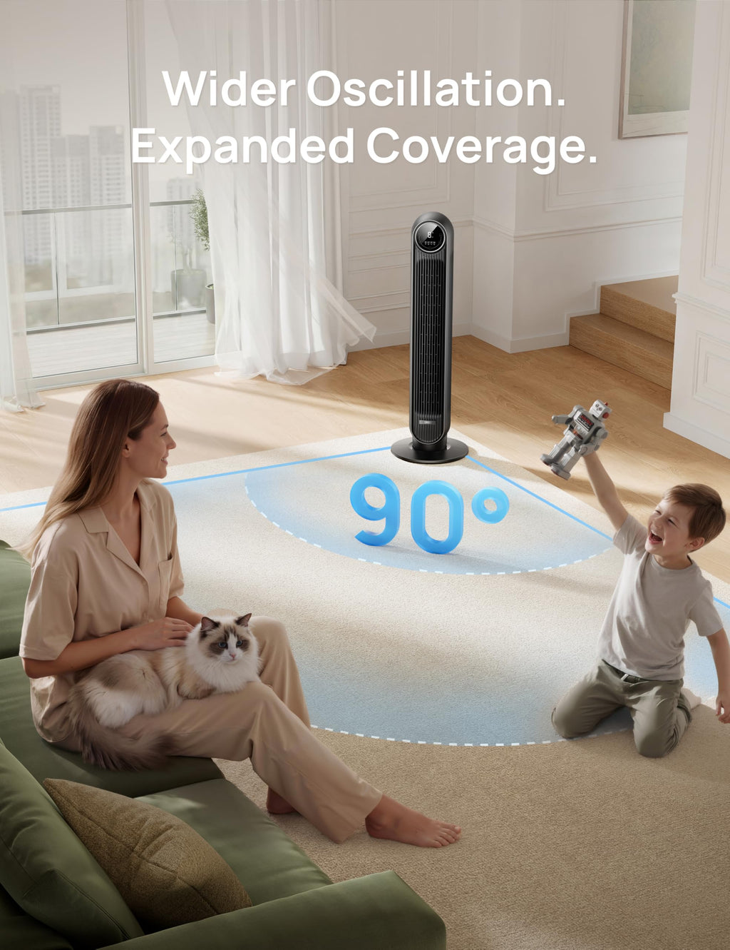 Ultra Quiet Tower Fan, 8 Speeds O1360