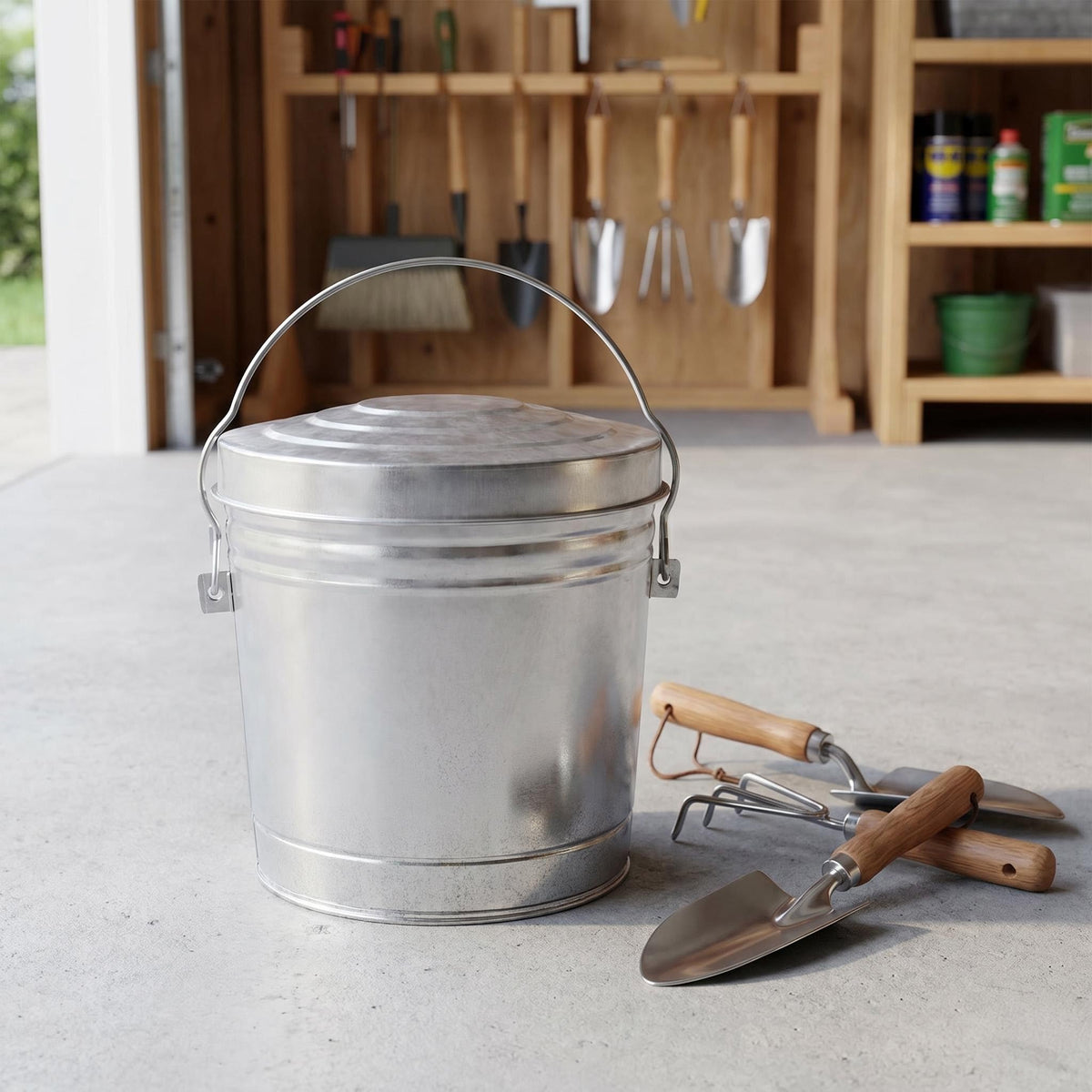 Galvanized Steel Storage Can with Locking Lid O7595