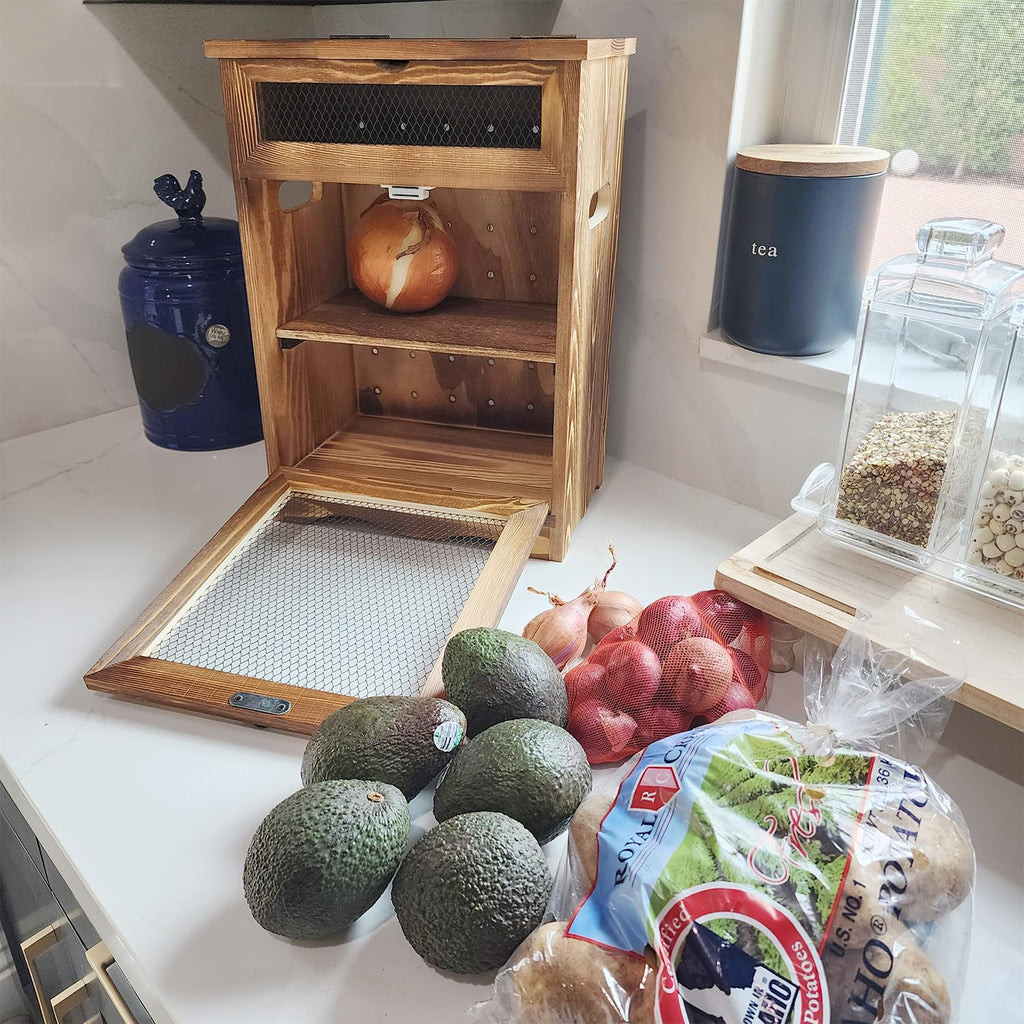 Wood Countertop Potato and Onion Storage Cabinet L765