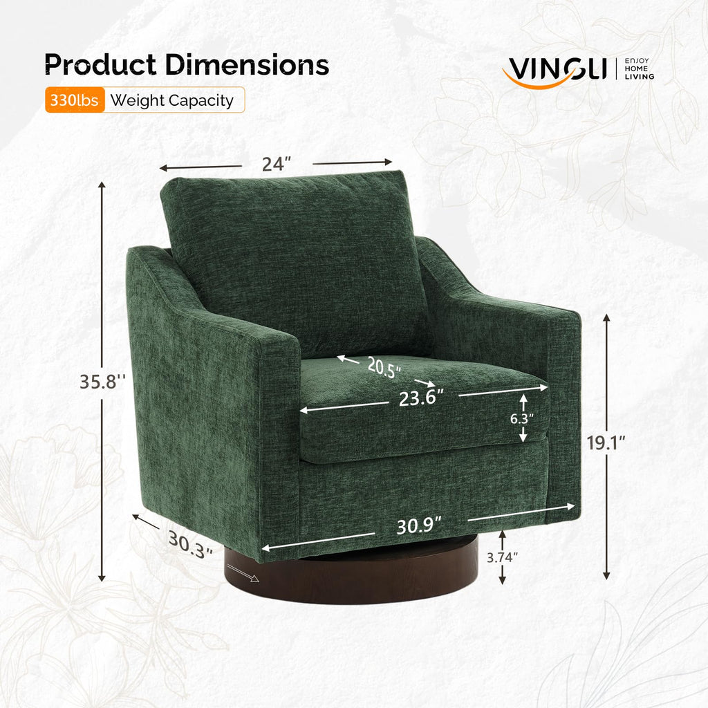 Chenille Green Swivel Accent Chairs Set of 2 U23605