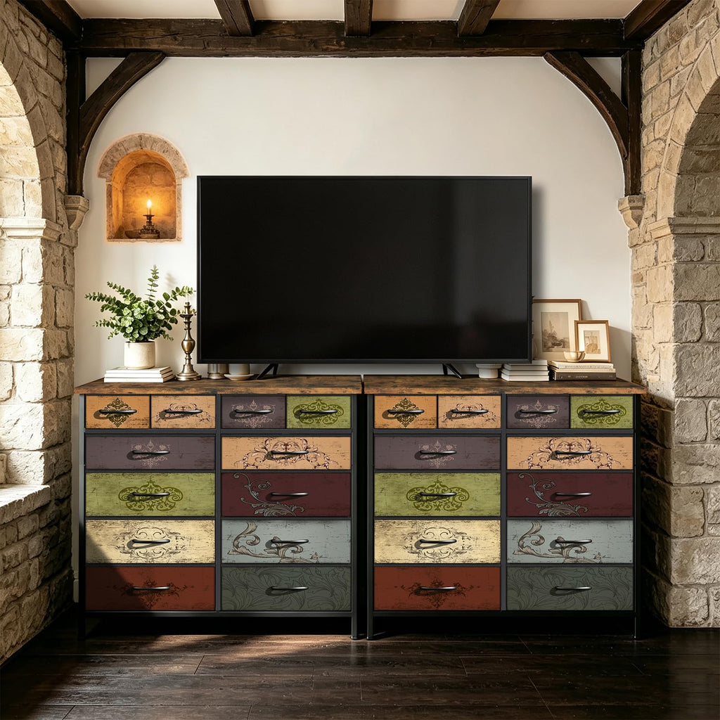 12 Drawer Fabric Dresser T3537