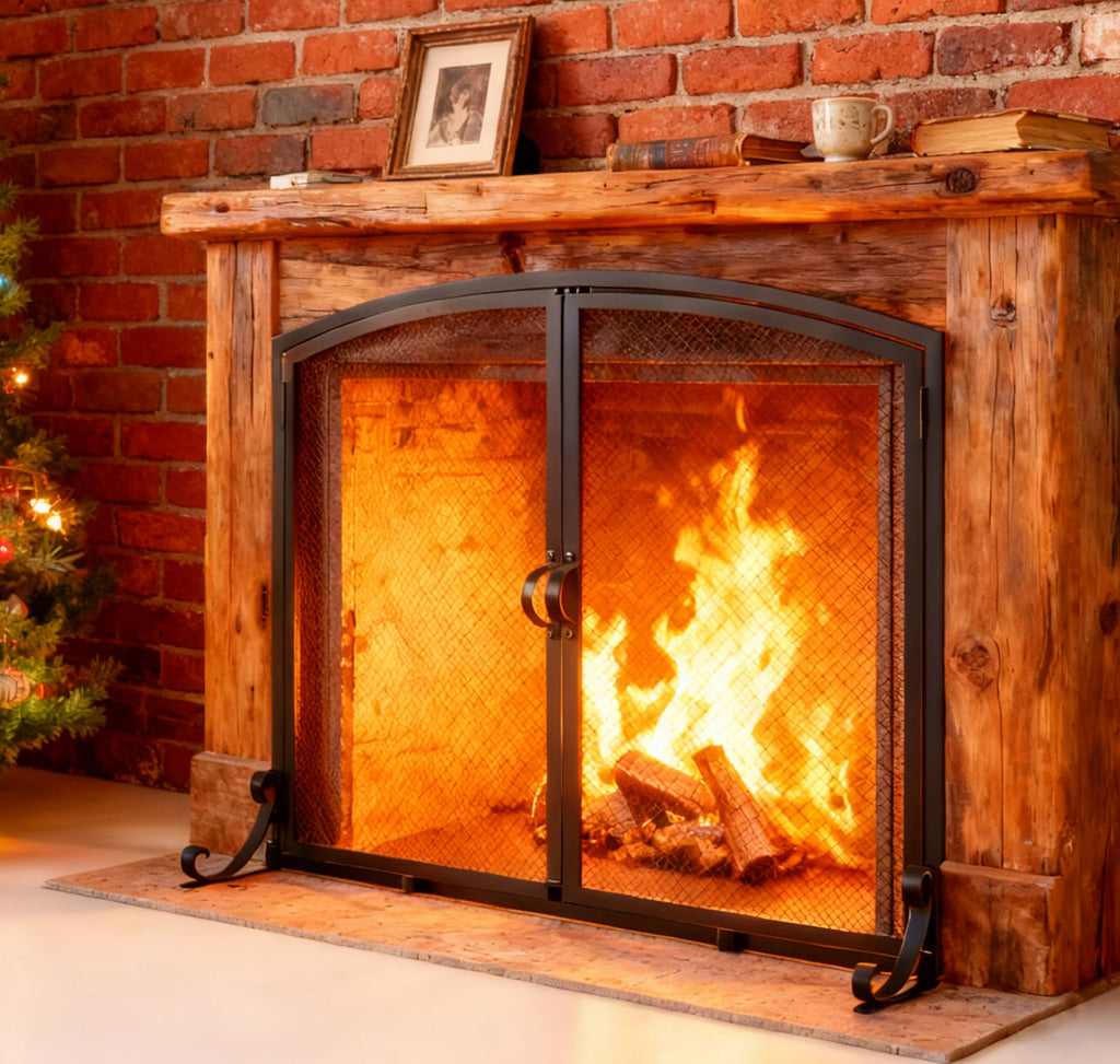 2-Panel Metal Fireplace Screen O345
