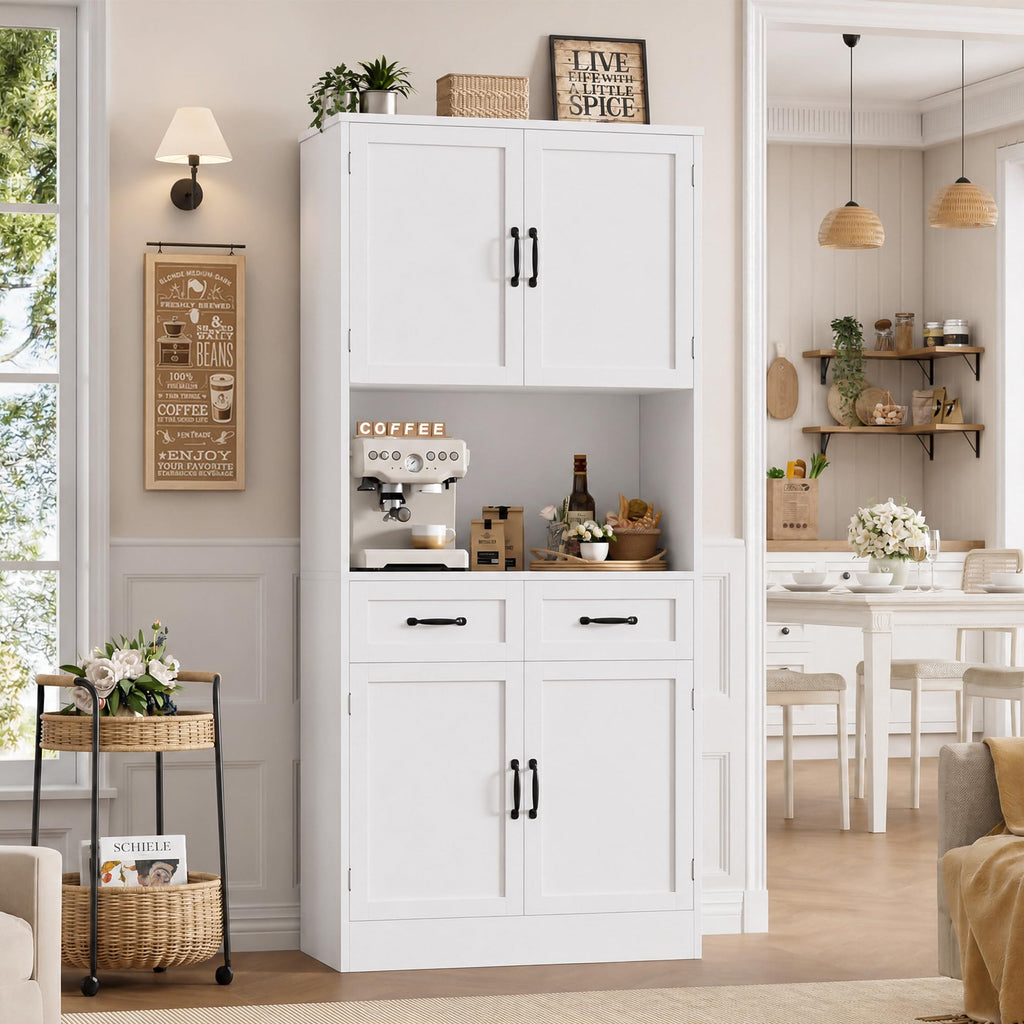 White Tall Wood Kitchen Pantry Storage Cabinet S924625