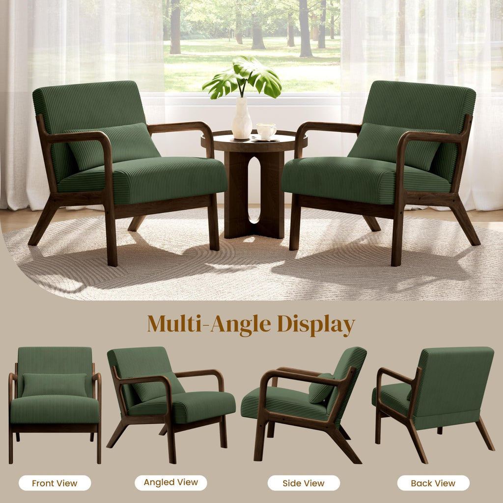 Dark Green Corduroy Accent Chair Set of 2 T9555