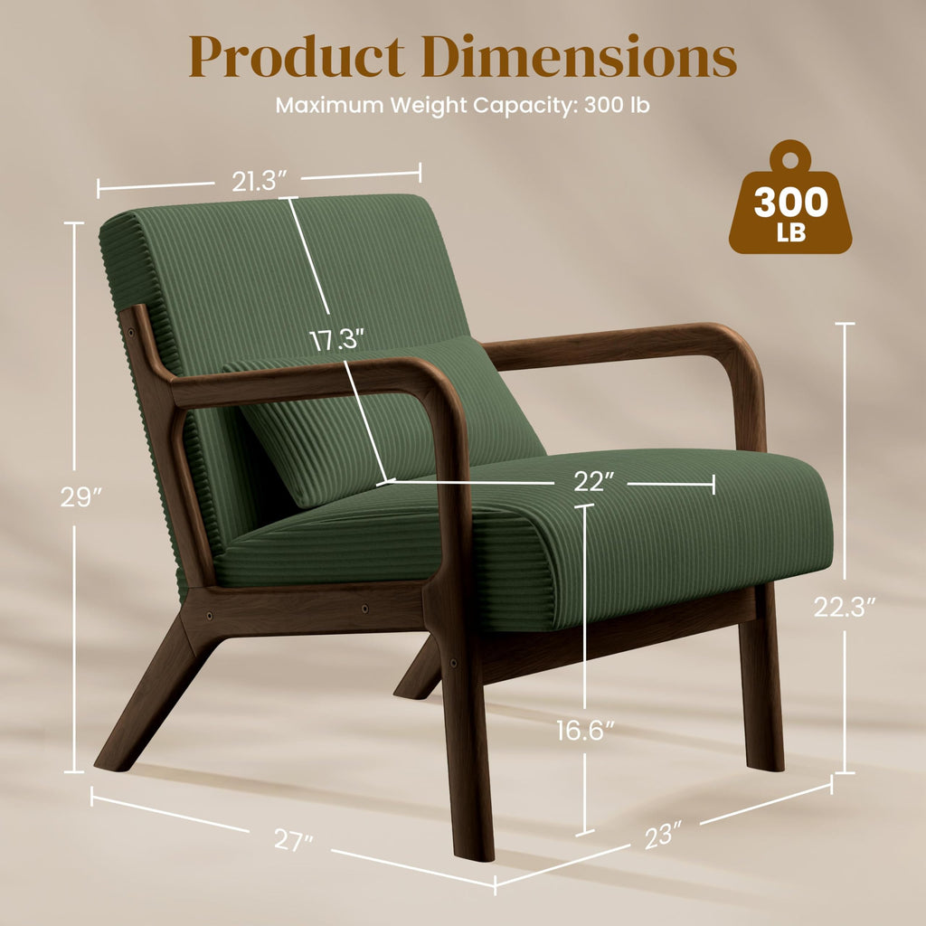 Dark Green Corduroy Accent Chair Set of 2 T9555