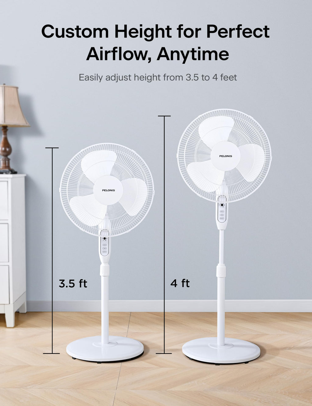 16" Adjustable Oscillating Pedestal Fan with Remote P64429
