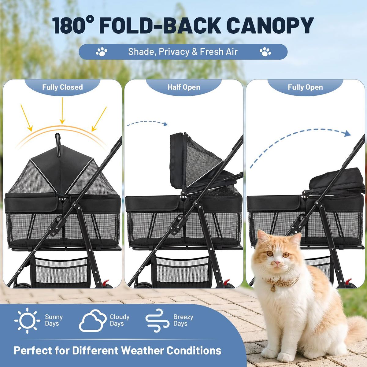 Foldable Pet Stroller with Detachable Carrier O9144