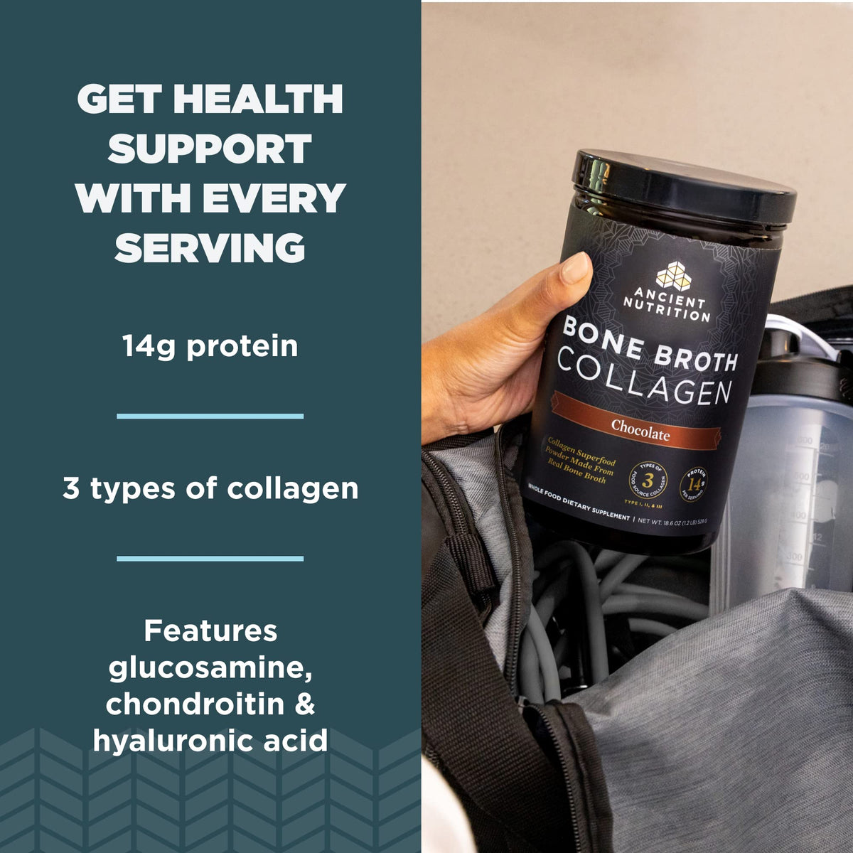 Hydrolyzed Bone Broth Collagen Peptides, Chocolate H32725