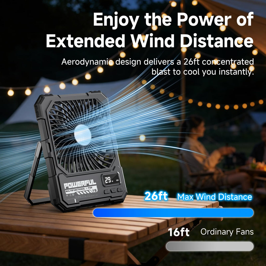 20000mAh Rechargeable Battery Powered Fan with LED Light D6916